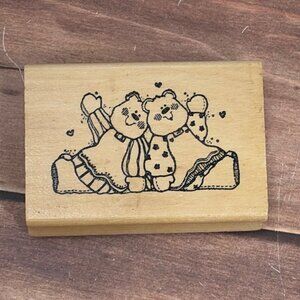 93 HOOKS LINNES & INKERS TEDDY BEAR LOVE WOOD MOUNTED RUBBER STAMP